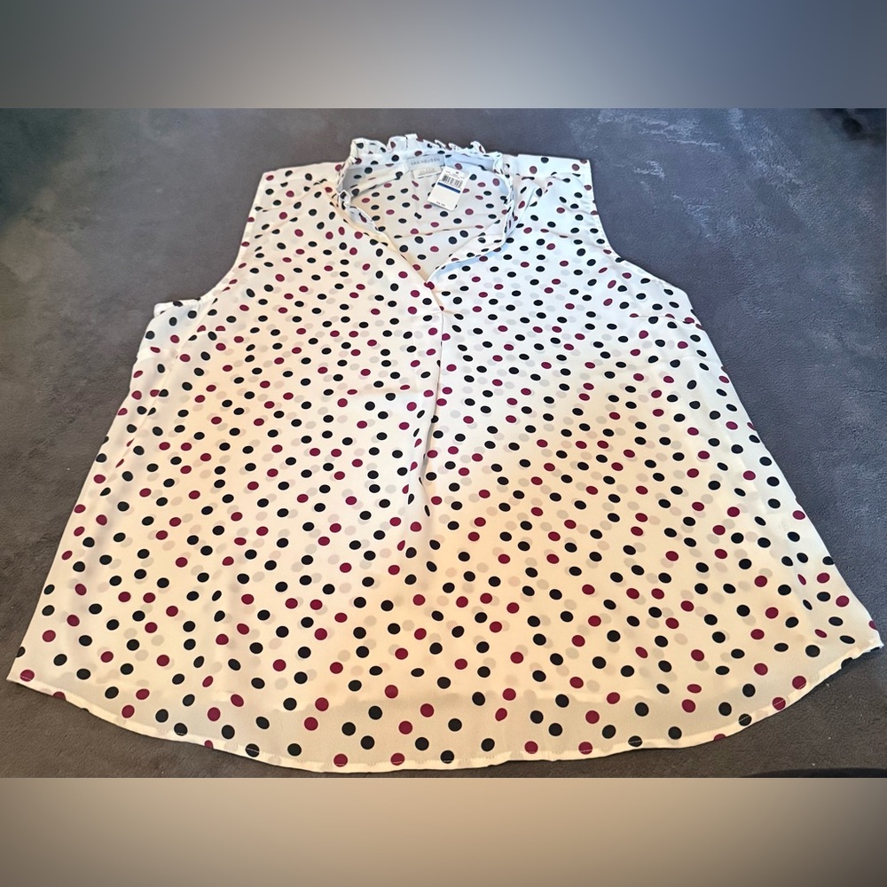 Van Heusen White Blouse with Blue and purple Dots